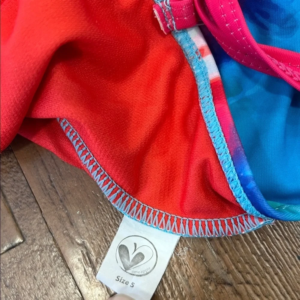 Limeapple tie dye heart one piece swim suit girls 5 bathing suit